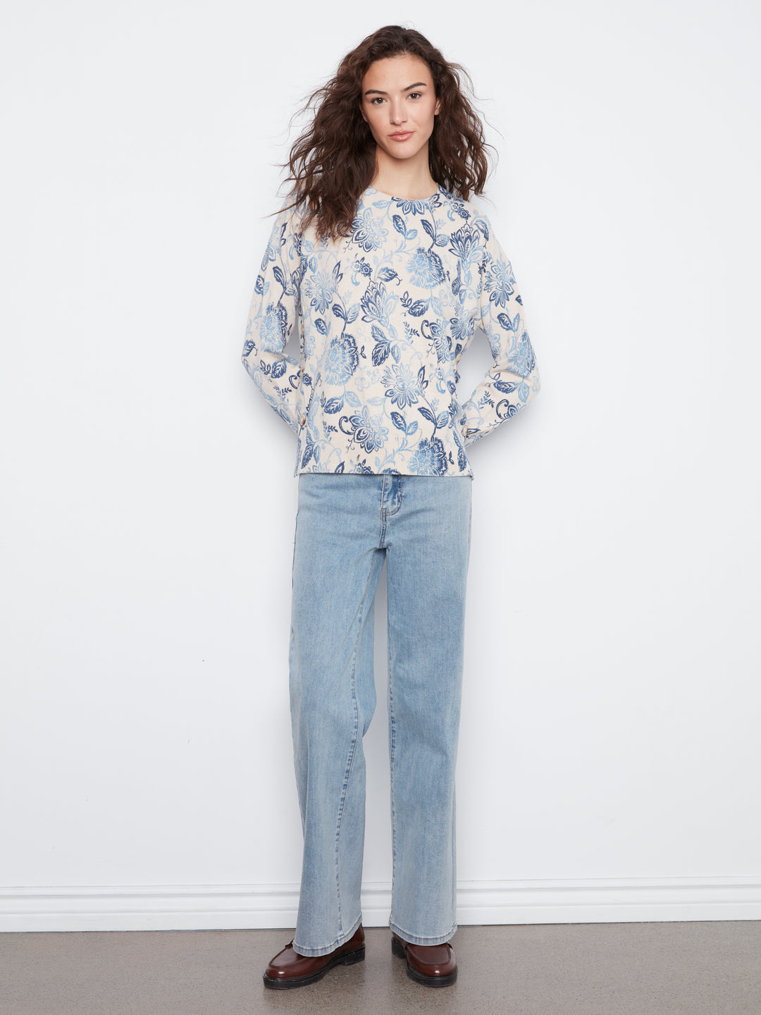 Charlie B Drop Shoulder Sweater with Side Buttons  C2668/464A  P450 Velora