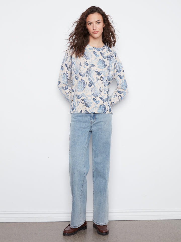 Charlie B Drop Shoulder Sweater with Side Buttons  C2668/464A  P450 Velora