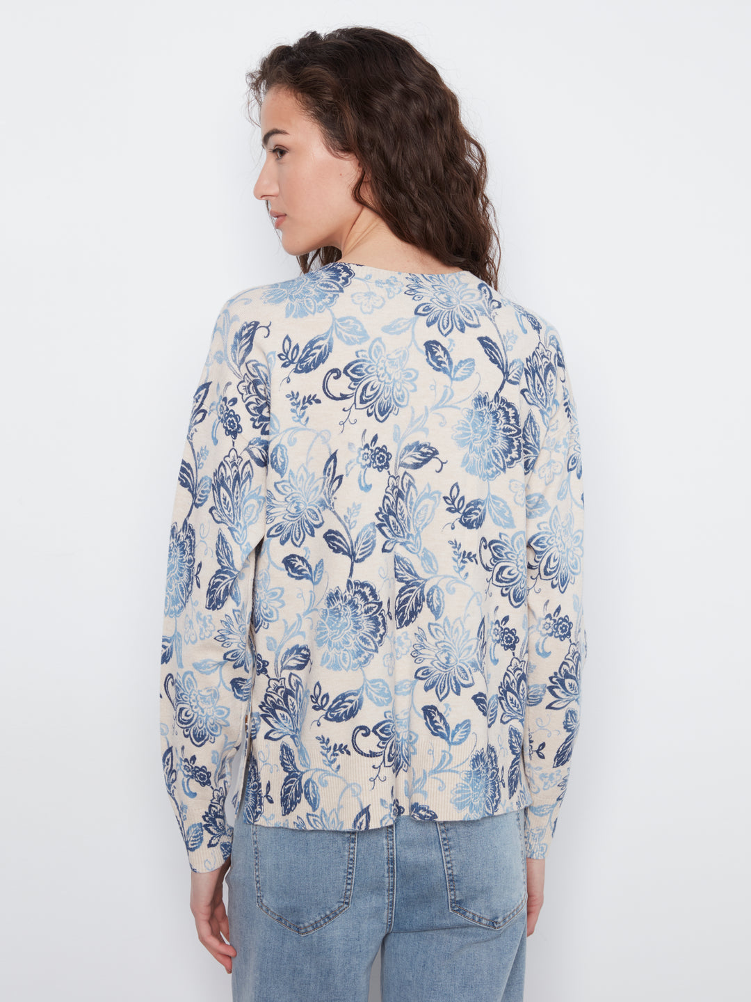Charlie B Drop Shoulder Sweater with Side Buttons  C2668/464A  P450 Velora