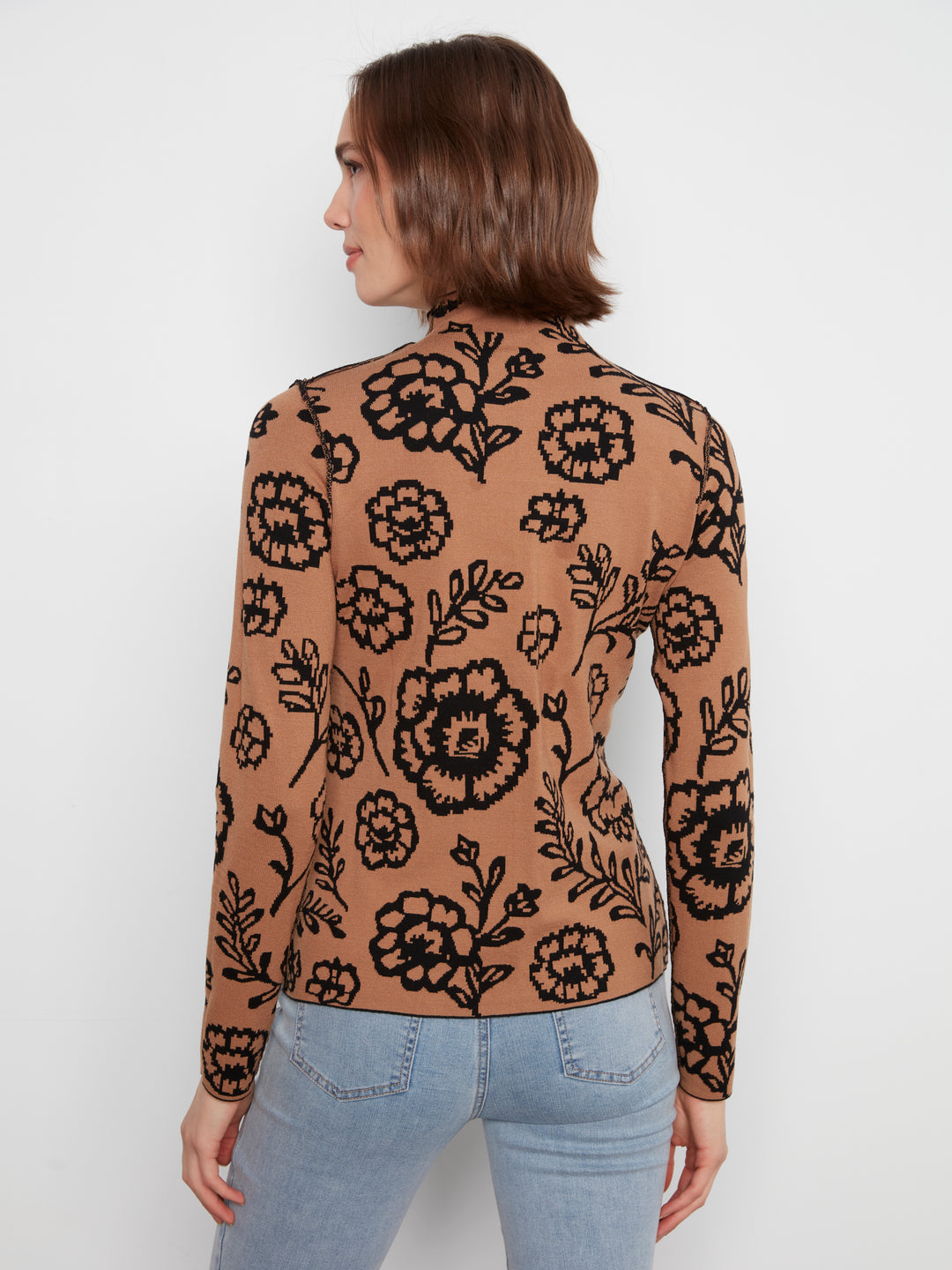 Charlie B Gutsy Knit Reversible Mock Neck Sweater  C2681RP-P419 Ember