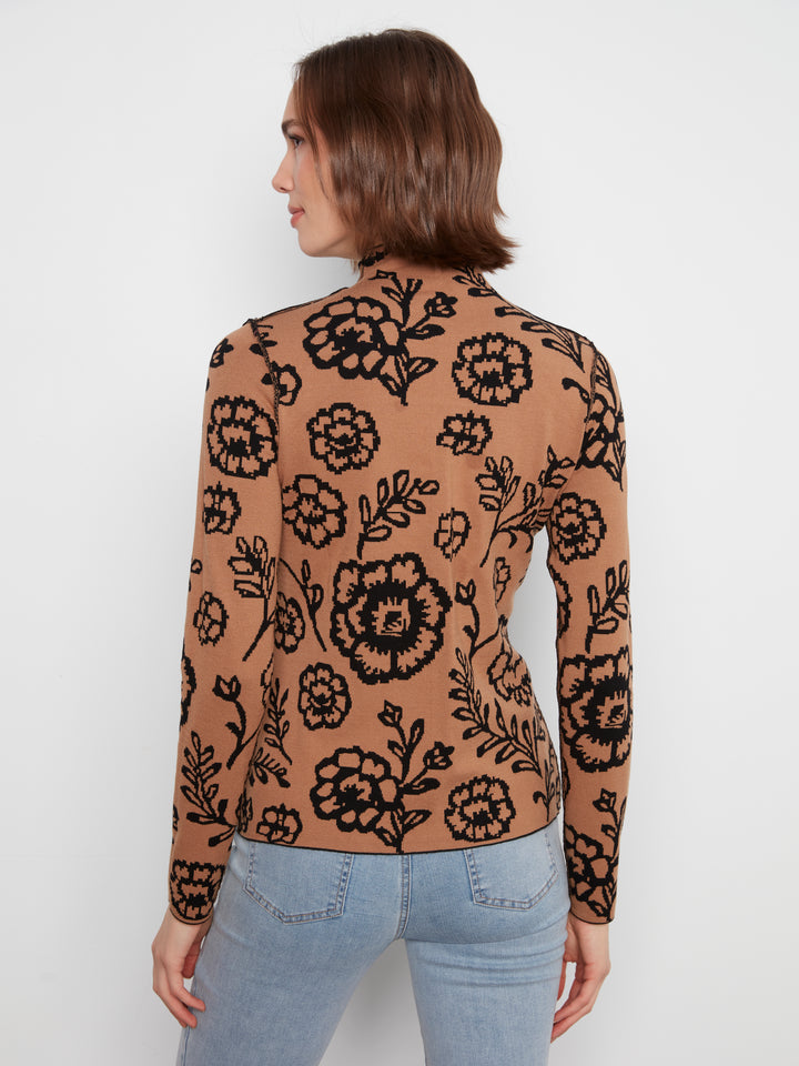 Charlie B Gutsy Knit Reversible Mock Neck Sweater  C2681RP-P419 Ember