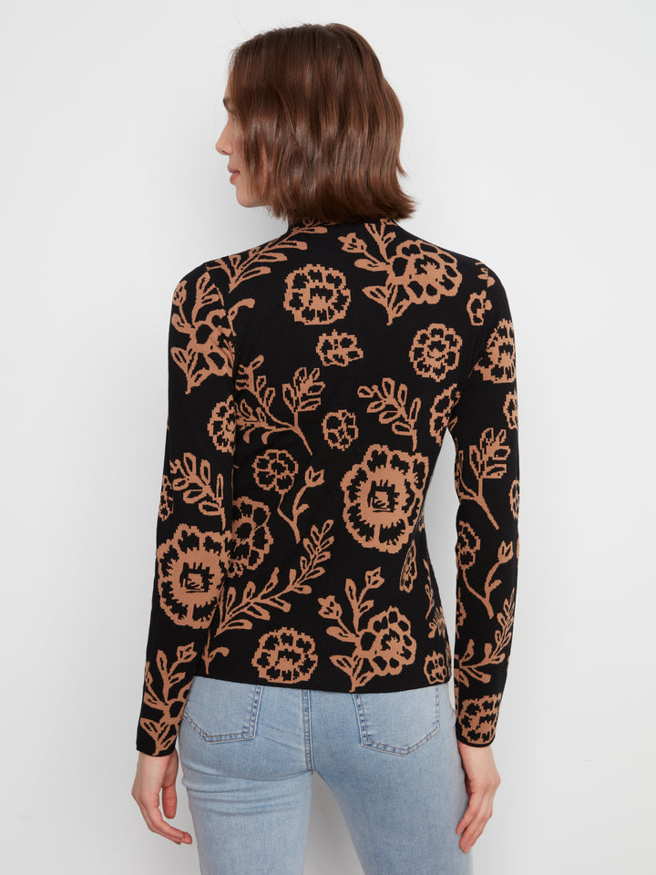 Charlie B Gutsy Knit Reversible Mock Neck Sweater  C2681RP-P419 Ember