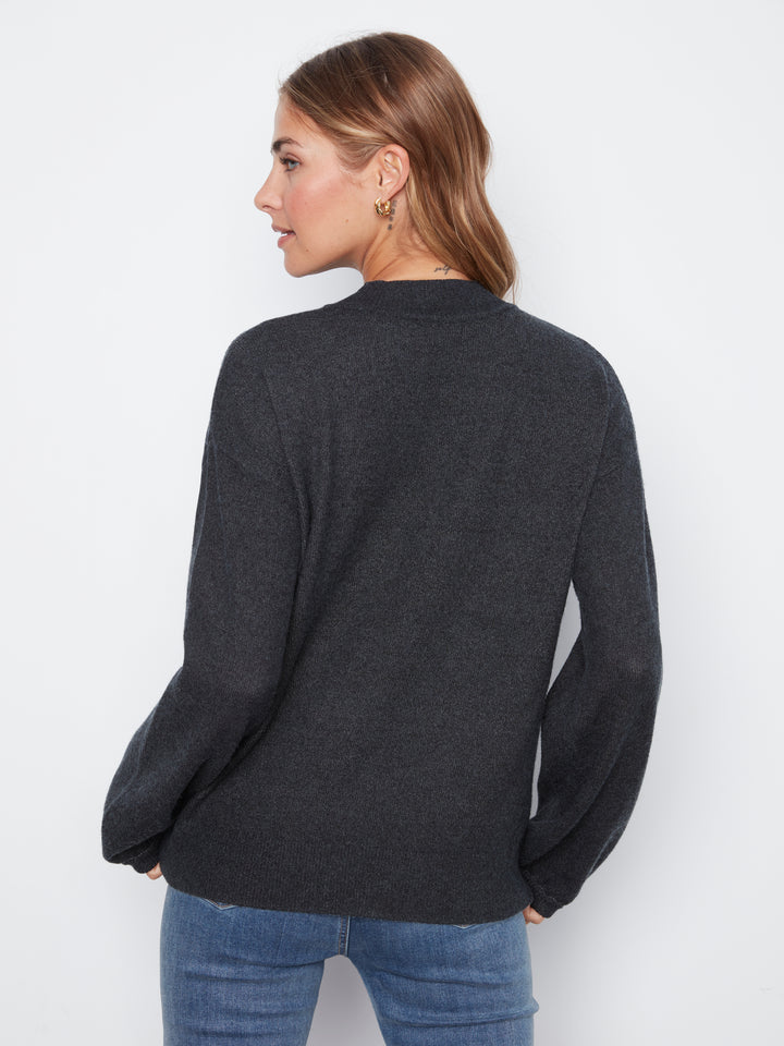 Charlie B Drop Shoulder Mock Neck Sweater  C2689RP-P884  Hibiscus