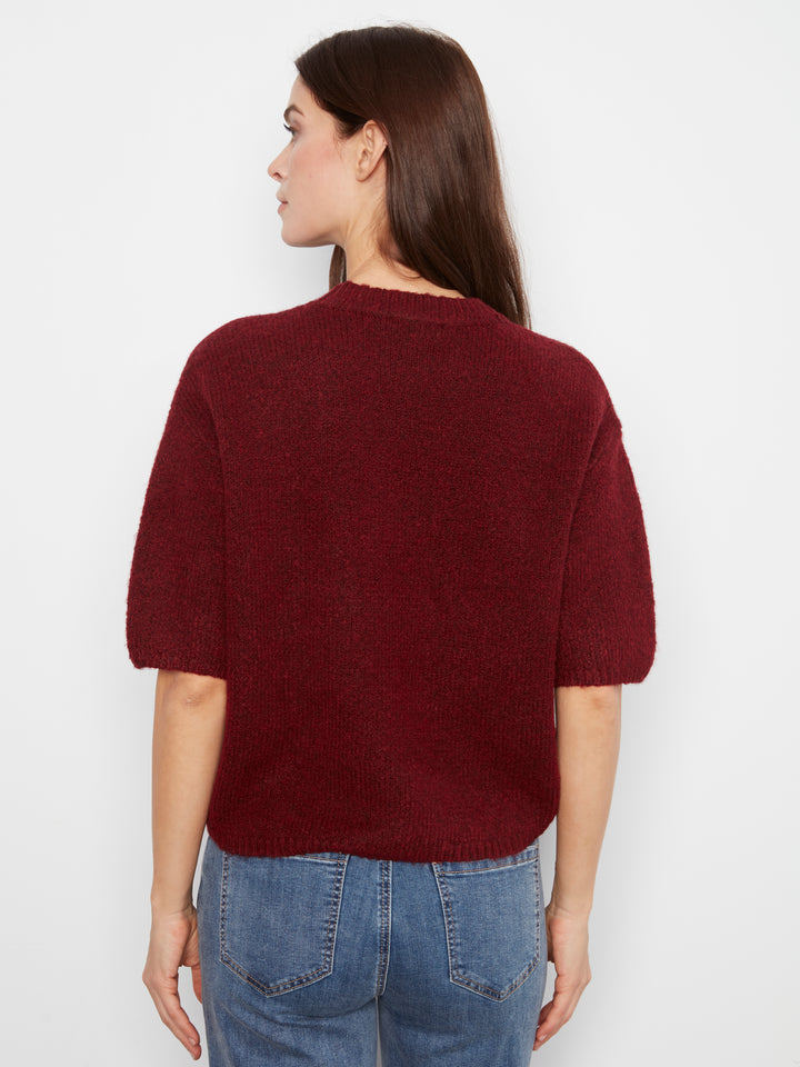Charlie B Elbow Sleeve Balloon Shape Sweater  C2858R-091  Heather Merlot