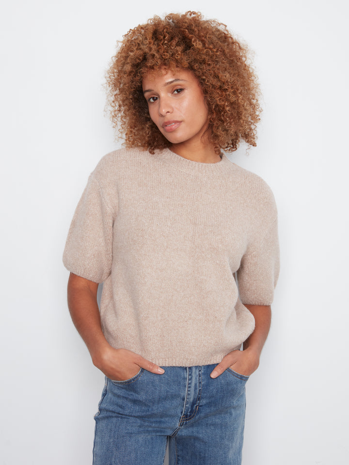 Charlie B Elbow Sleeve Balloon Shape Sweater  C2858/635C  364  Heather Latte