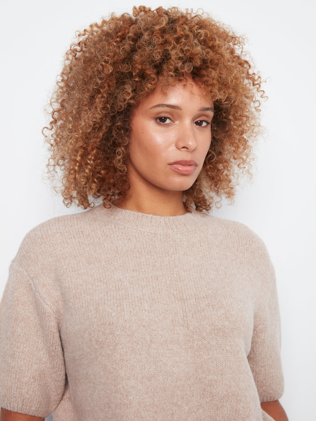 Charlie B Elbow Sleeve Balloon Shape Sweater  C2858/635C  364  Heather Latte