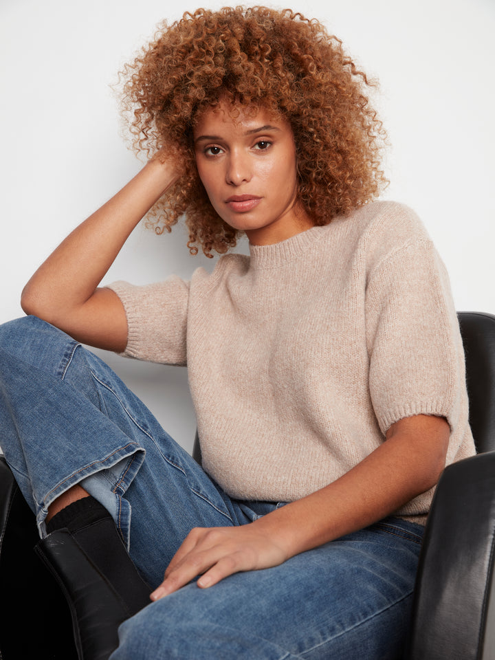 Charlie B Elbow Sleeve Balloon Shape Sweater  C2858/635C  364  Heather Latte