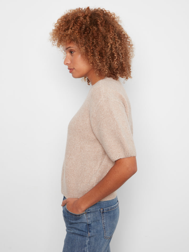 Charlie B Elbow Sleeve Balloon Shape Sweater  C2858/635C  364  Heather Latte