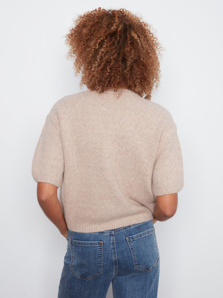 Charlie B Elbow Sleeve Balloon Shape Sweater  C2858/635C  364  Heather Latte