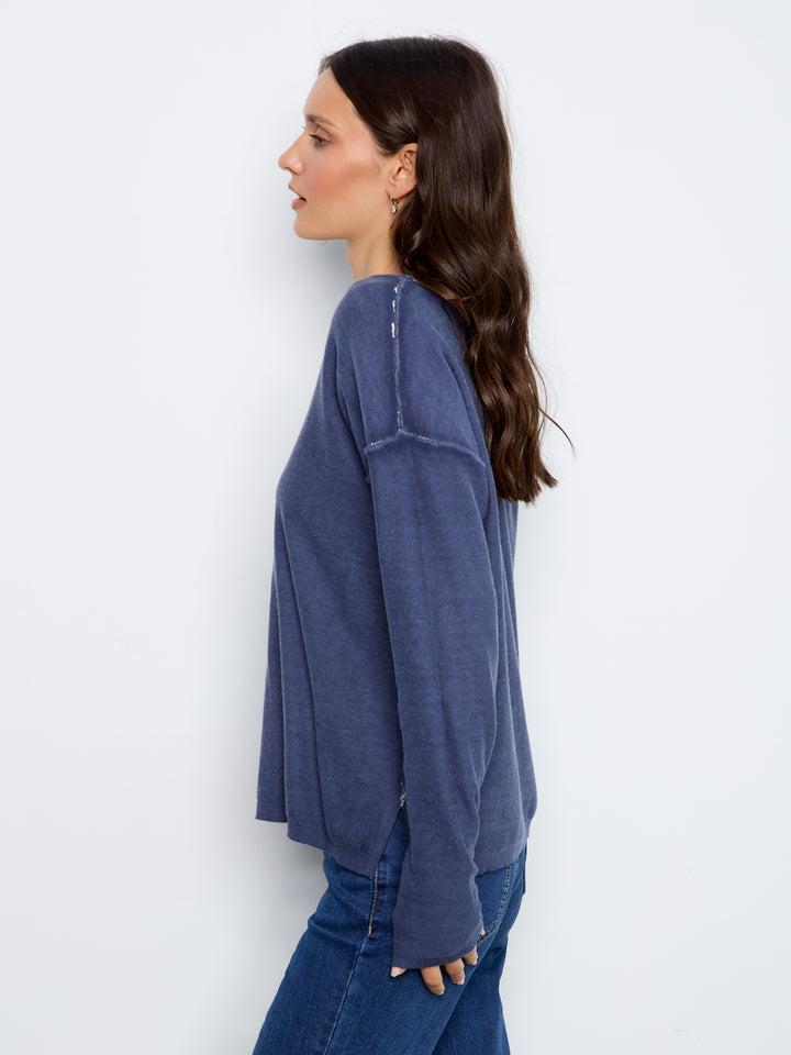 Charlie B Drop Shoulder Reversible Sweater  C2907P-P402 Flowers