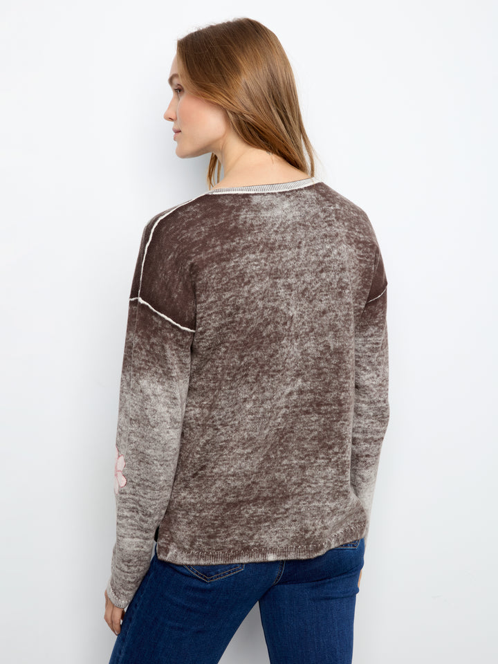 Charlie B Drop Shoulder Reversible Sweater  C2907P-P413  Coffee