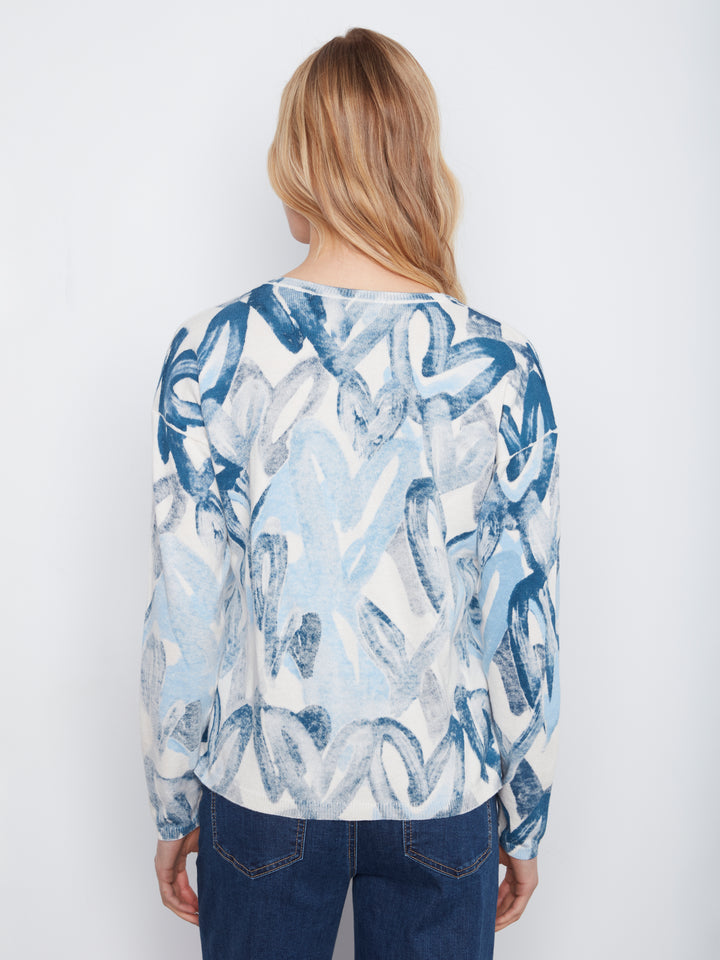 Charlie B Drop Shoulder Reversible Sweater  C2907P-P466 Splatter