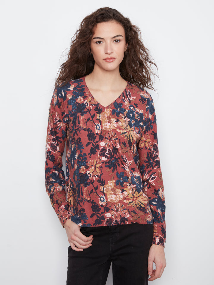 Charlie B Drop Shoulder Reversible Sweater  C2907P-P931