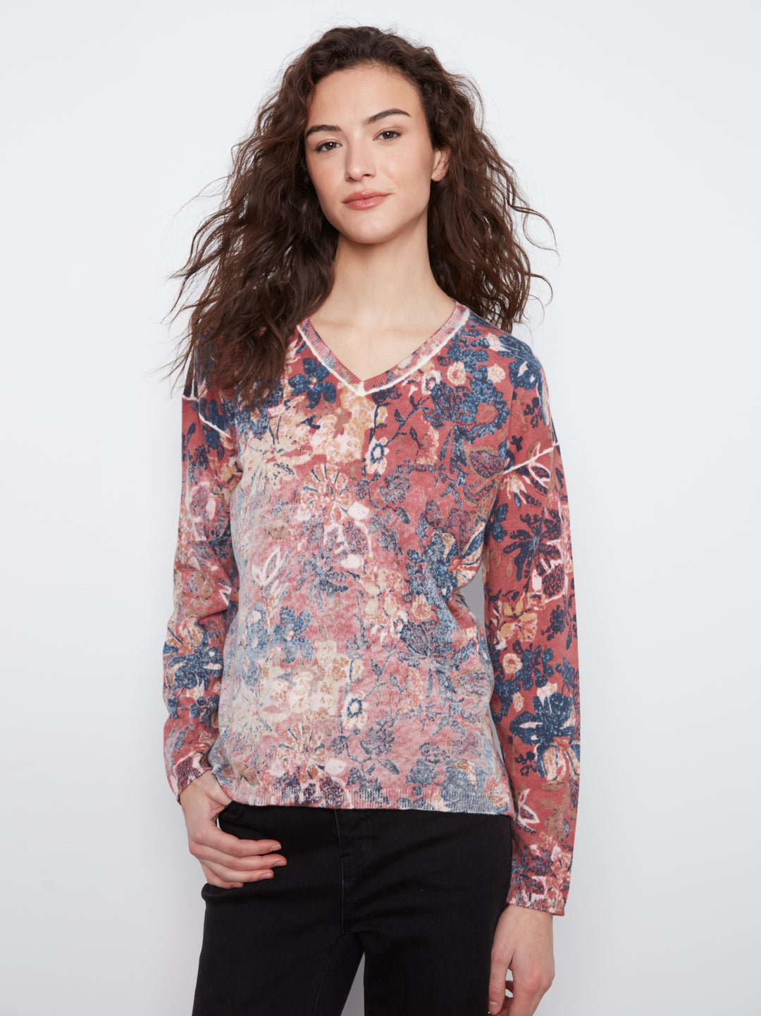 Charlie B Drop Shoulder Reversible Sweater  C2907P-P931
