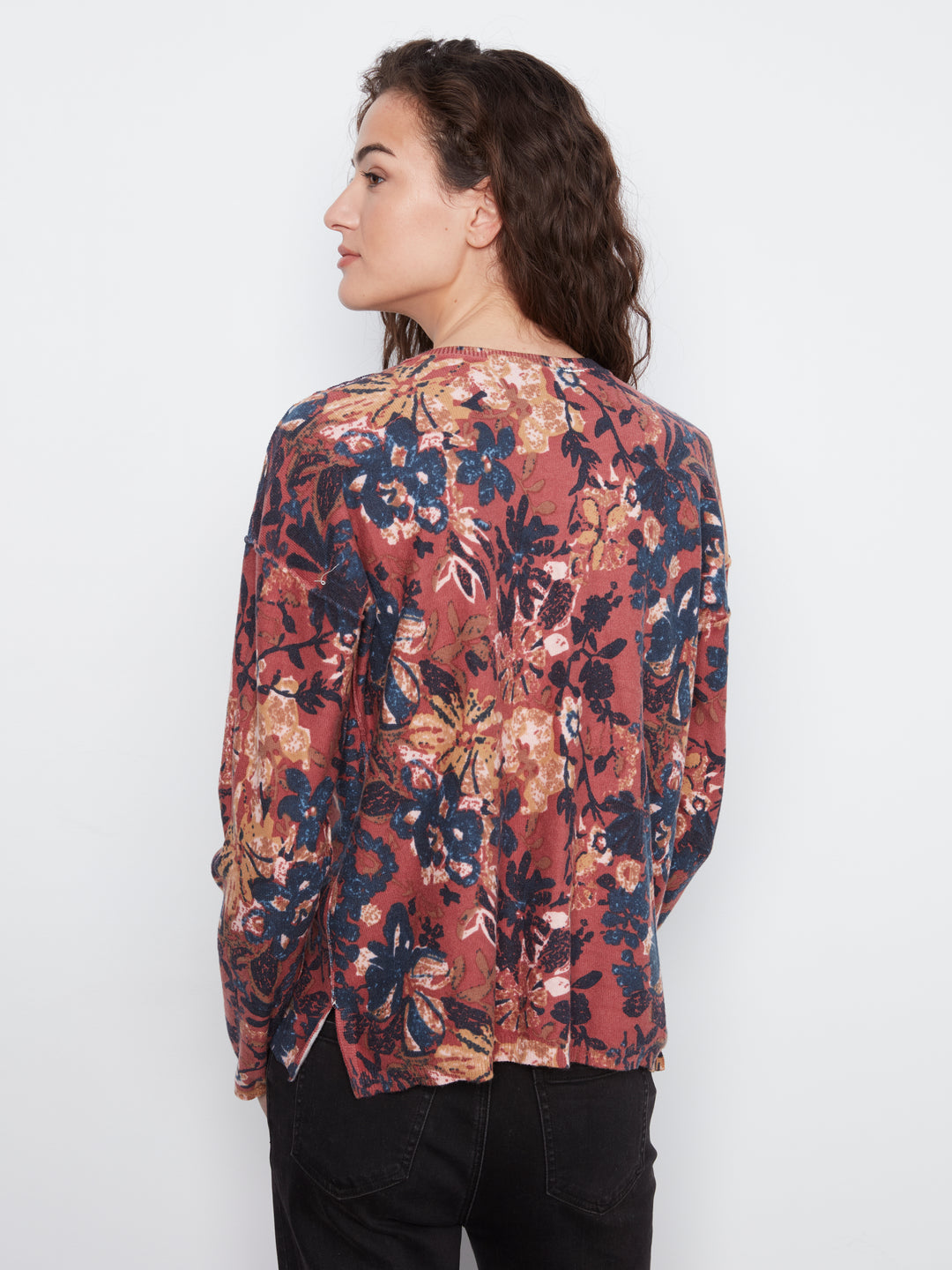 Charlie B Drop Shoulder Reversible Sweater  C2907P-P931