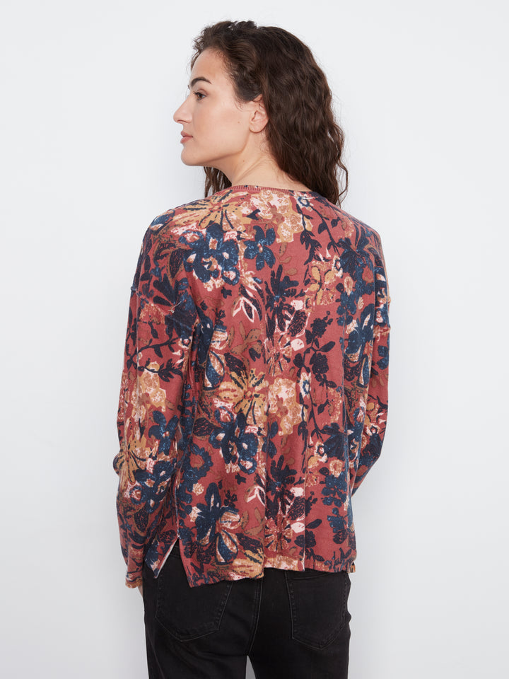 Charlie B Drop Shoulder Reversible Sweater  C2907P-P931