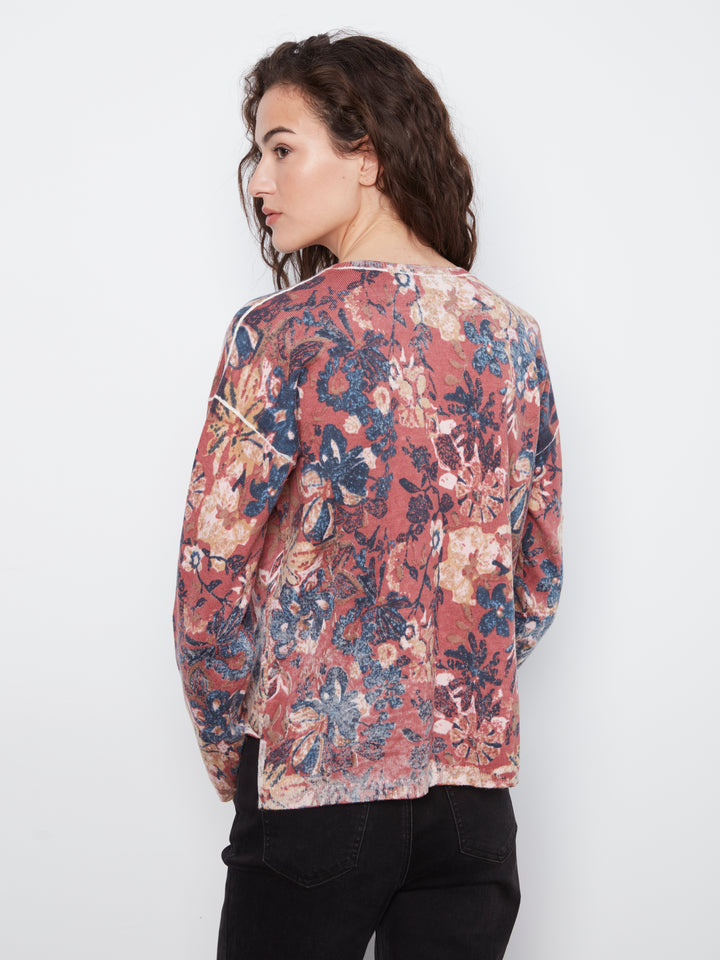 Charlie B Drop Shoulder Reversible Sweater  C2907P-P931