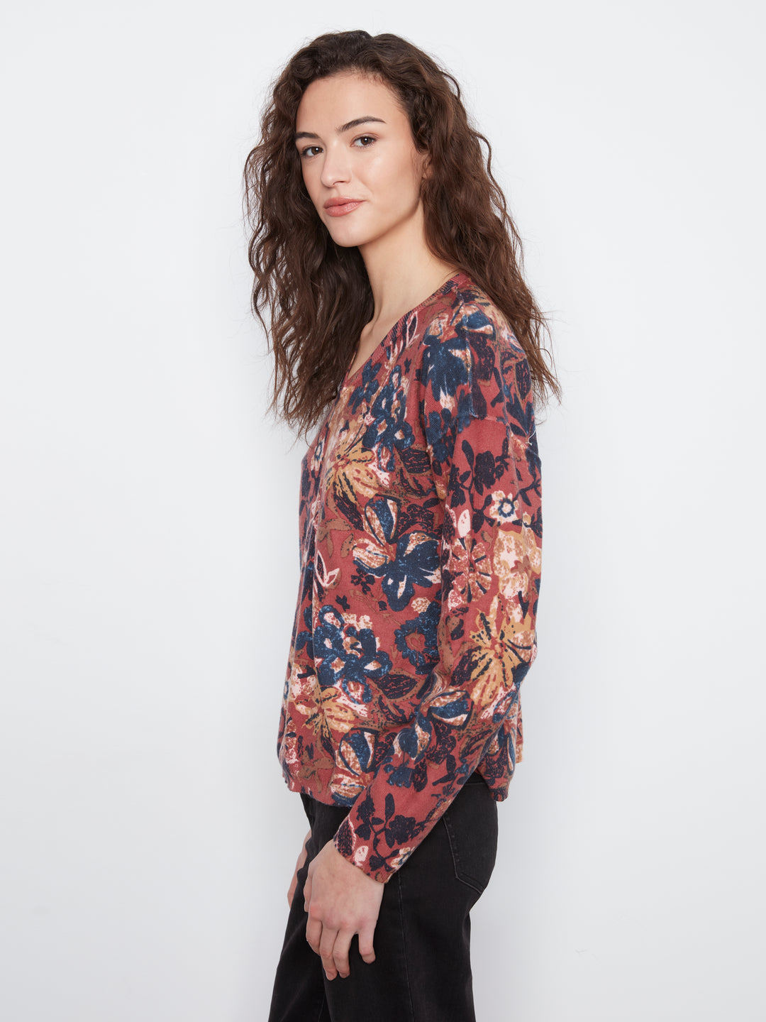 Charlie B Drop Shoulder Reversible Sweater  C2907P-P931