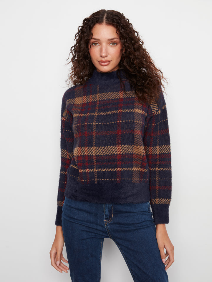 Charlie B Drop Shoulder Mock Neck Sweater  C2910QR-P575  Monroe