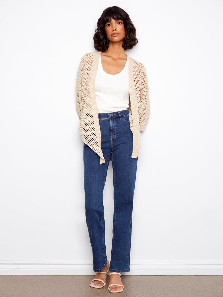 Charlie B Dolman Crochet Sweater Shrug  C2957/215C  -  515 Gold