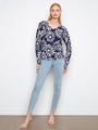 Charlie B Reversible V-Neck Sweater  C2968/261 - 210  Nautic