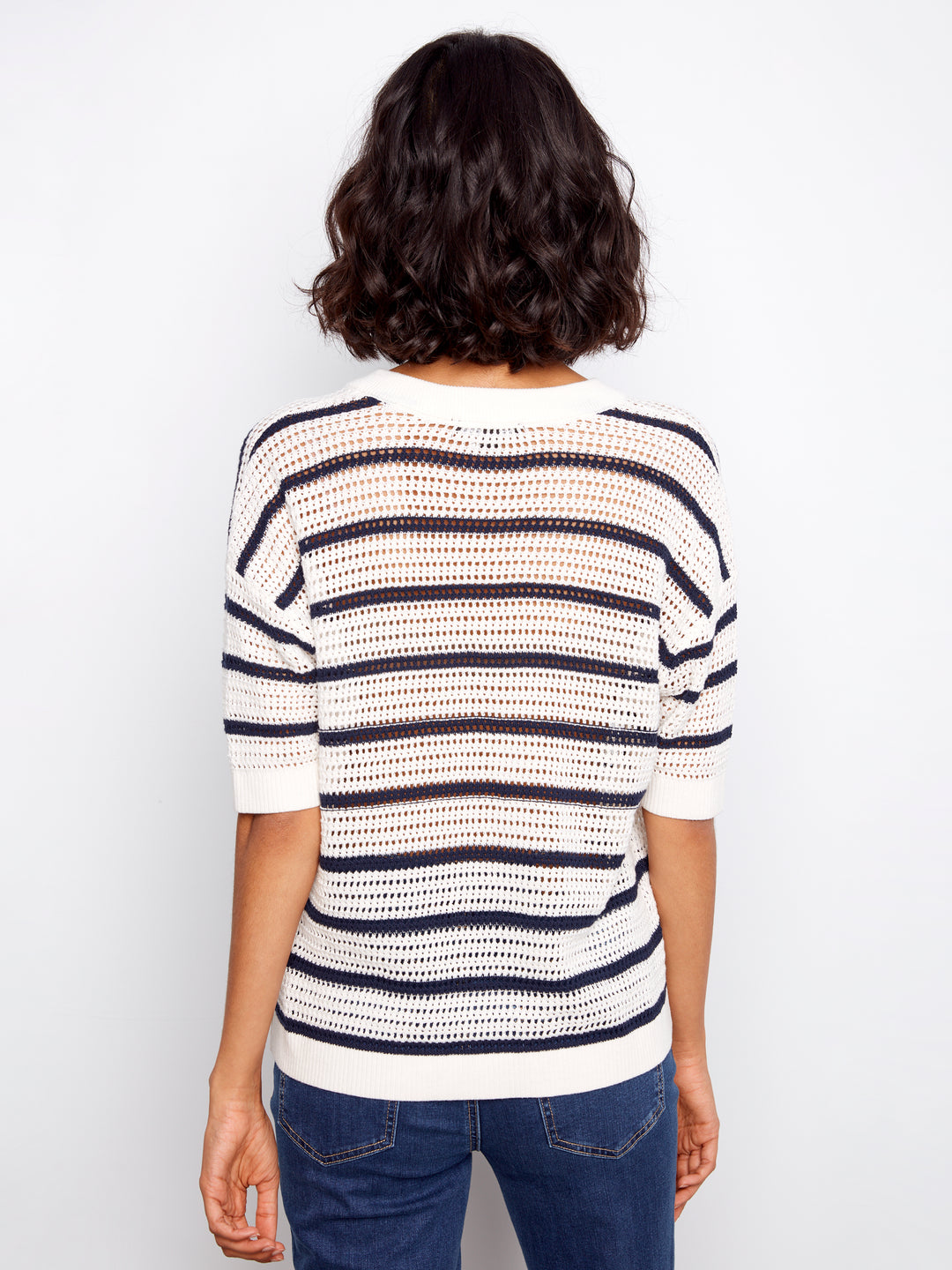 Charlie B Striped Crochet Sweater  C2973/529 - 474  Stripes
