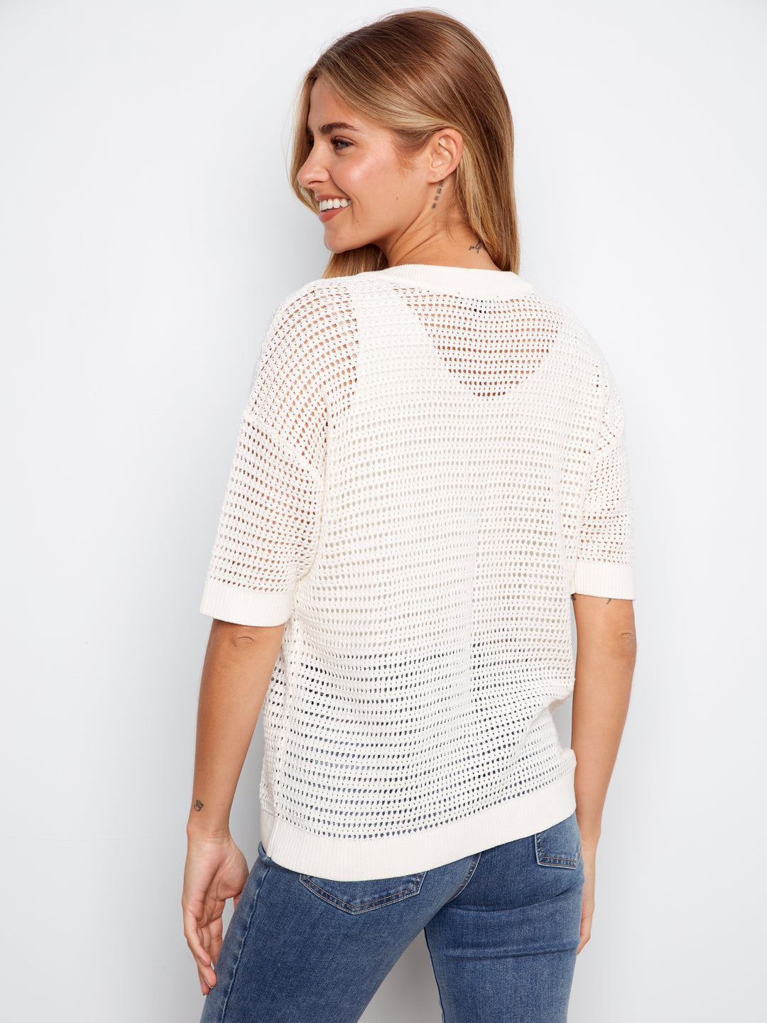 Charlie B Crochet Sweater  C2973/529 - 002  White