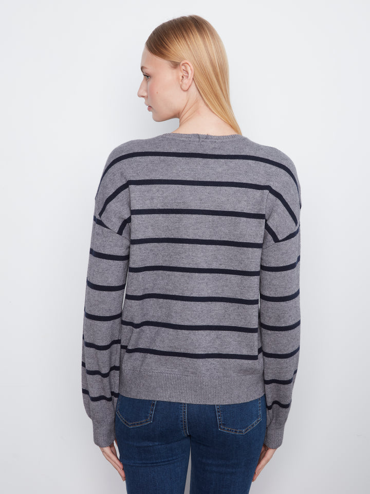 Charlie B Super Plush Sweater with Heart  C2985/736A  P920  Medium Grey
