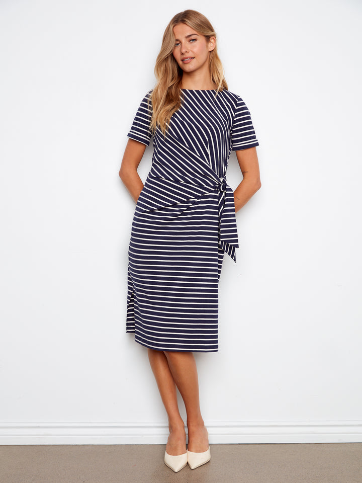 Charlie B Boat Neck Dress  C3250/579-117  Marine
