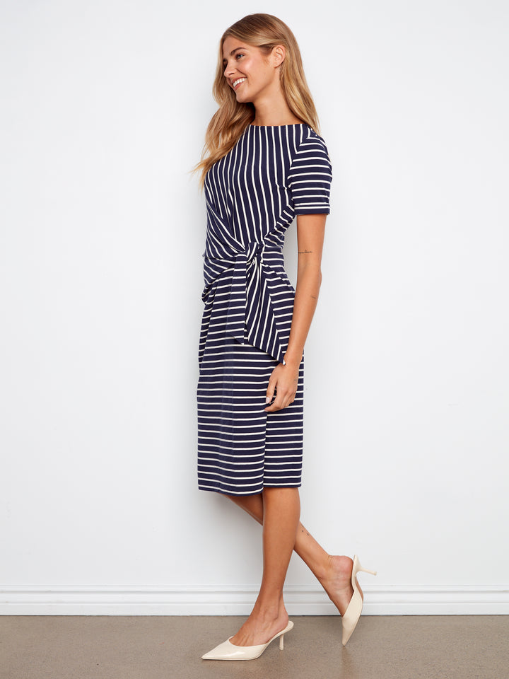 Charlie B Boat Neck Dress  C3250/579-117  Marine