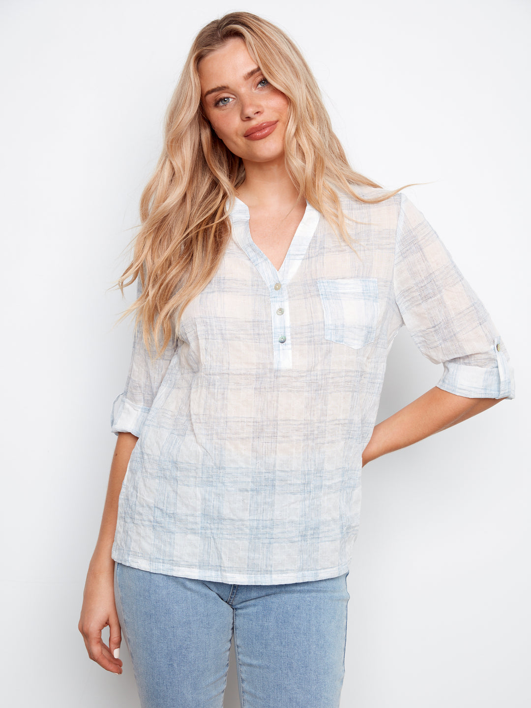 Charlie B V-Neck Top C4188 Etched