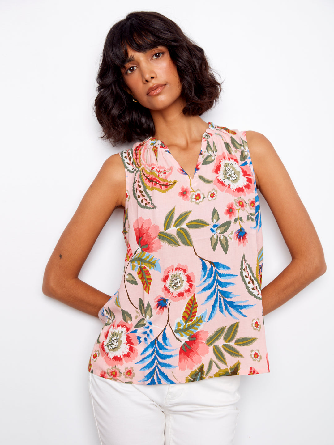 Charlie B Ruffle Top C5429 Gardenia