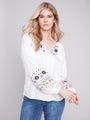 Charlie B Blouse with Embroidery  C4534  White
