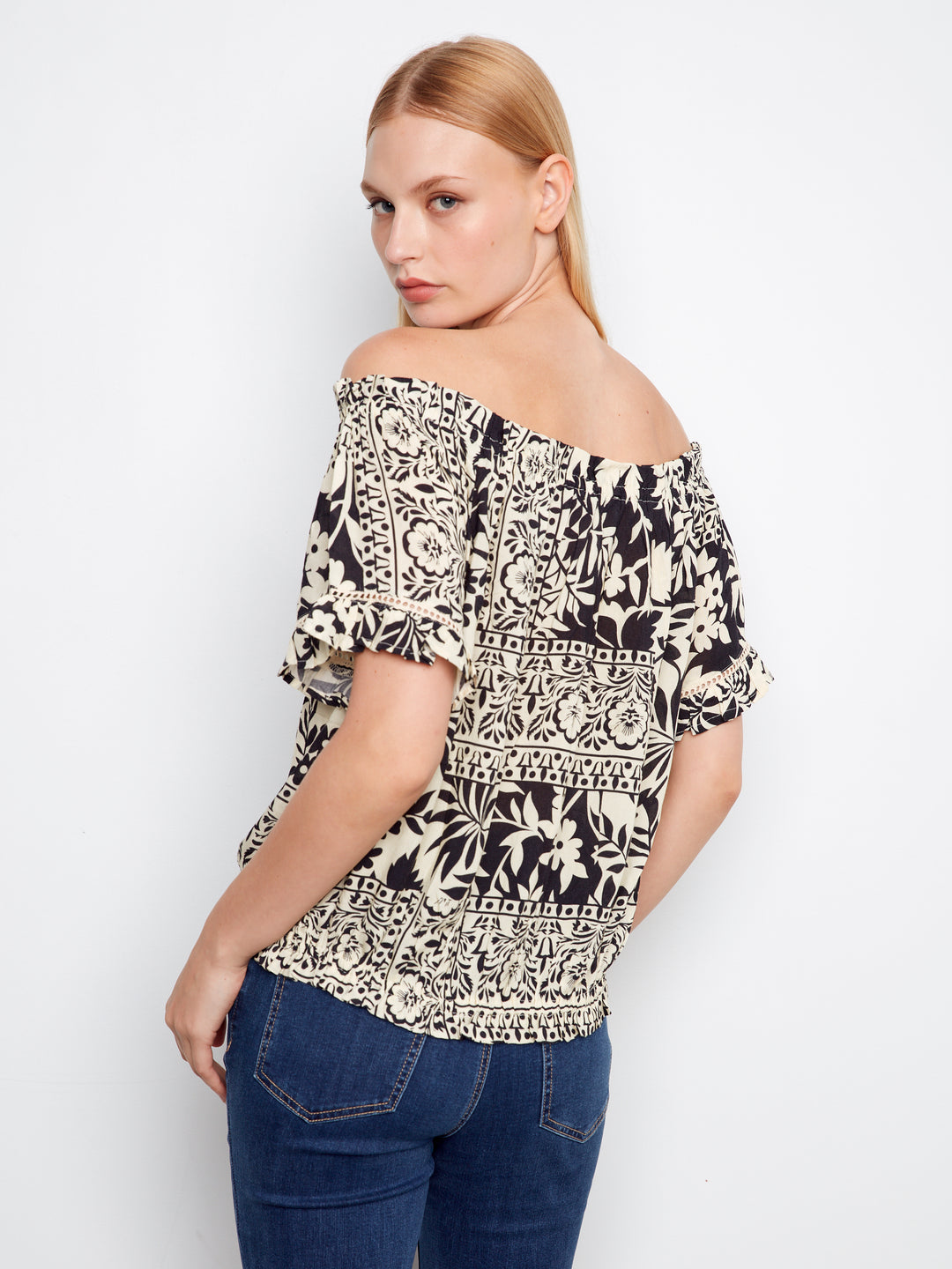 Charlie B Off the Shoulder Blouse  C4554PR/808-166  Ornato