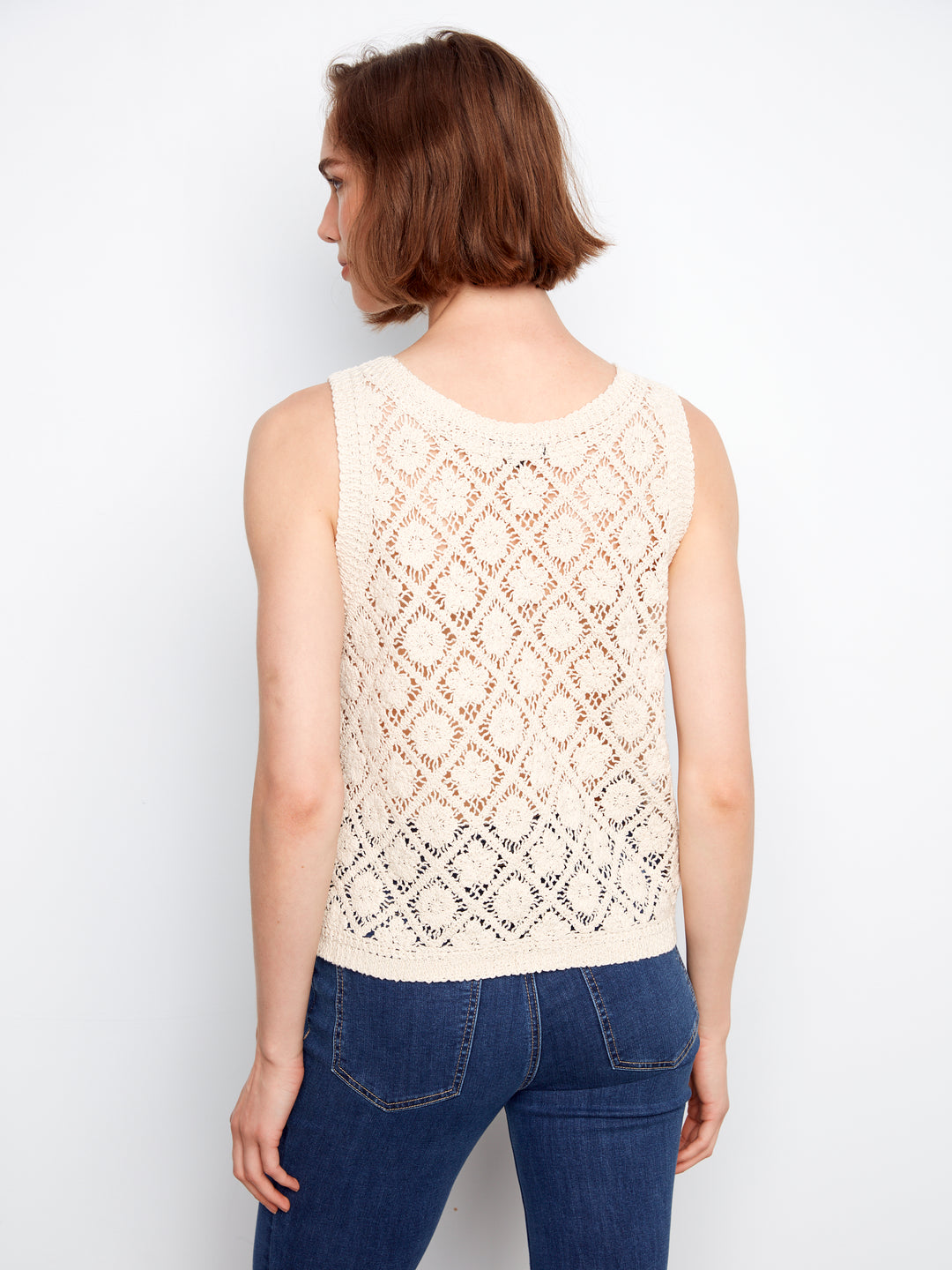Charlie B Crochet Vest  C4665/264-100  Natural