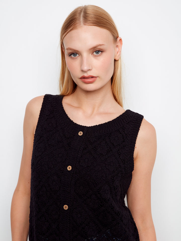 Charlie B Crochet Vest  C4665/631- 001  Black