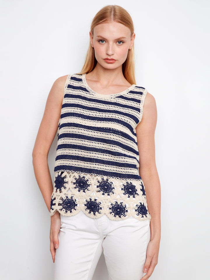 Charlie B Crochet Top  C4675/629 - 117  Navy