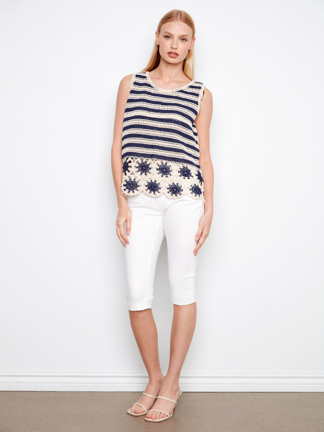 Charlie B Crochet Top  C4675/629 - 117  Navy