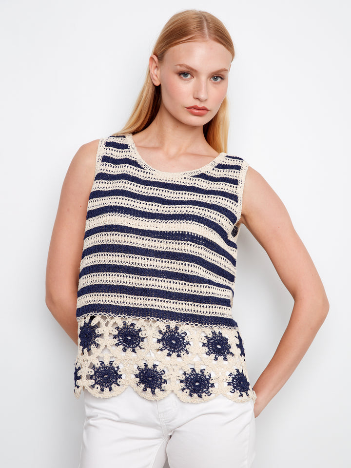 Charlie B Crochet Top  C4675/629 - 117  Navy