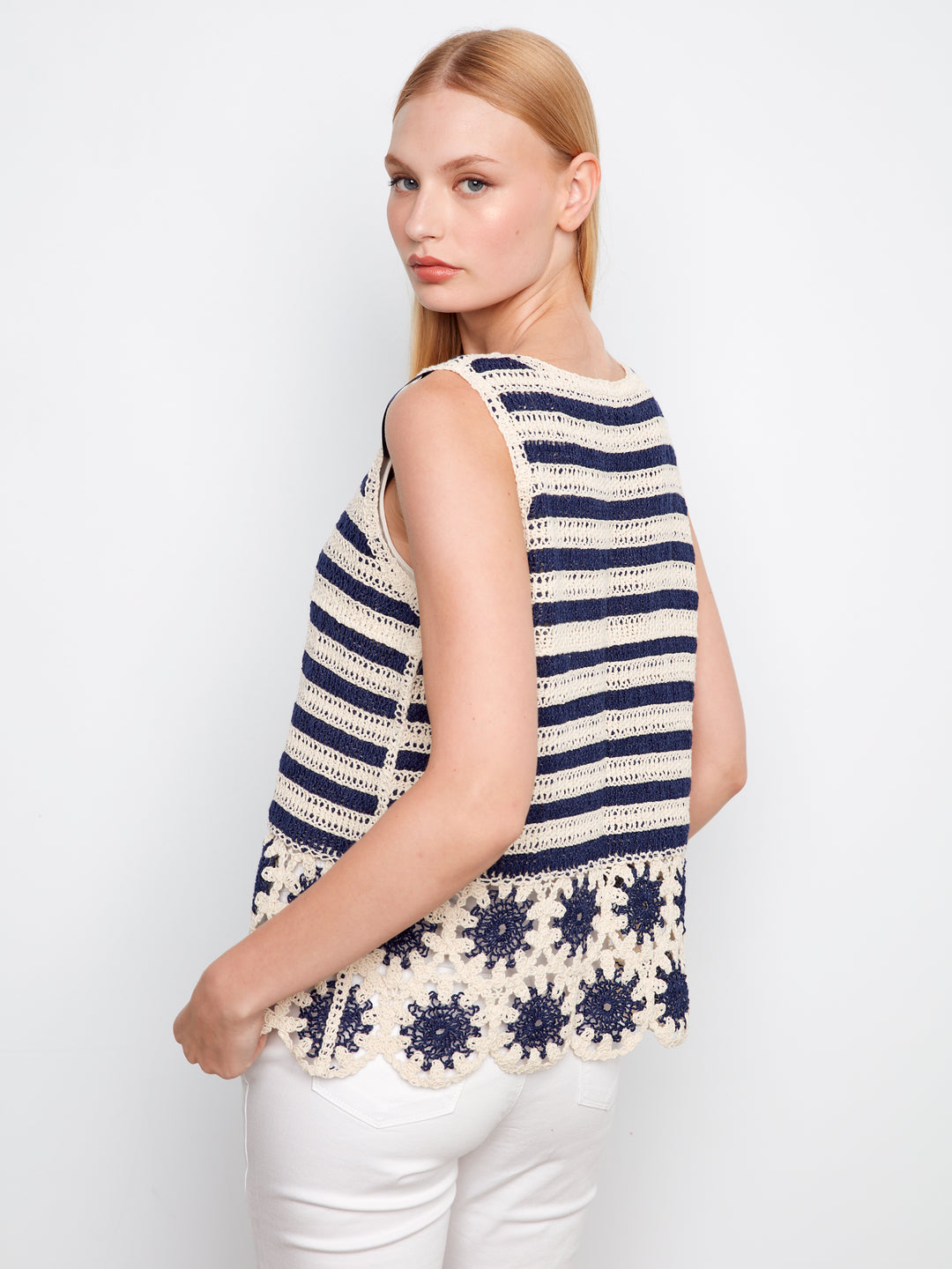 Charlie B Crochet Top  C4675/629 - 117  Navy