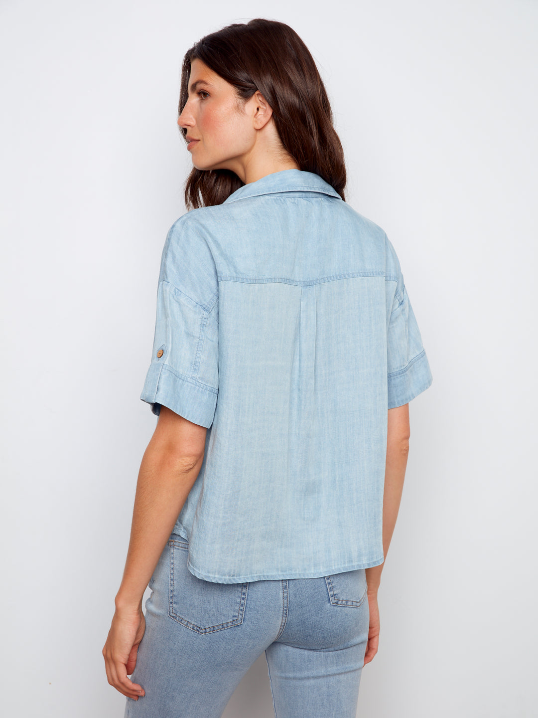 Charlie B Tencel Top C4688 Lt Blue