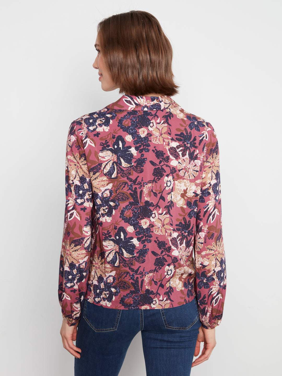 Charlie B Printed Collared Blouse  C4709-P931  Passion