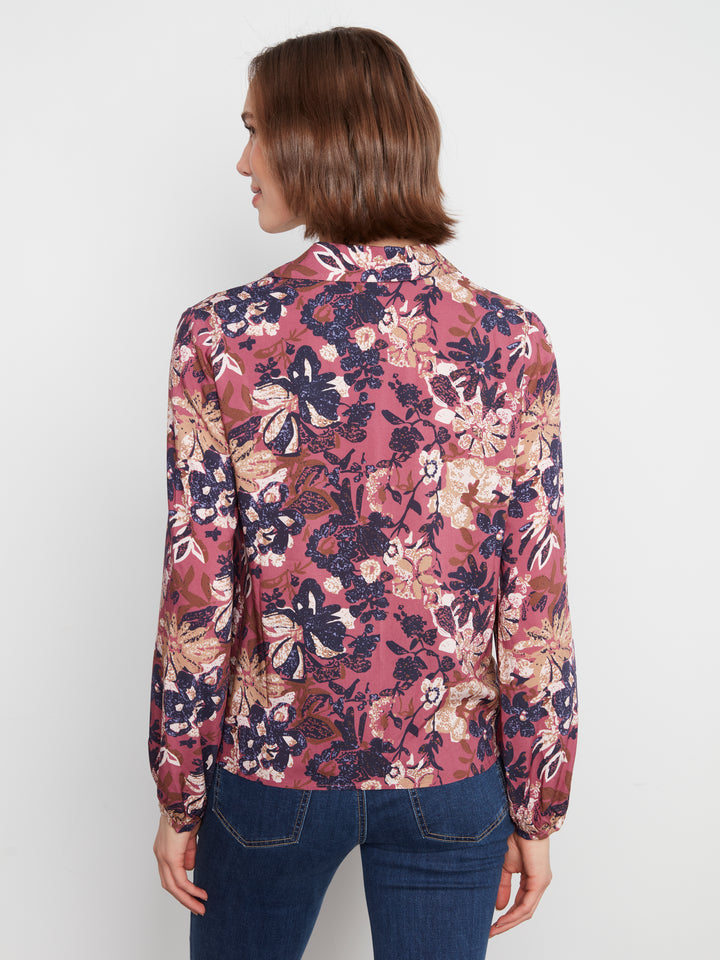 Charlie B Printed Collared Blouse  C4709-P931  Passion