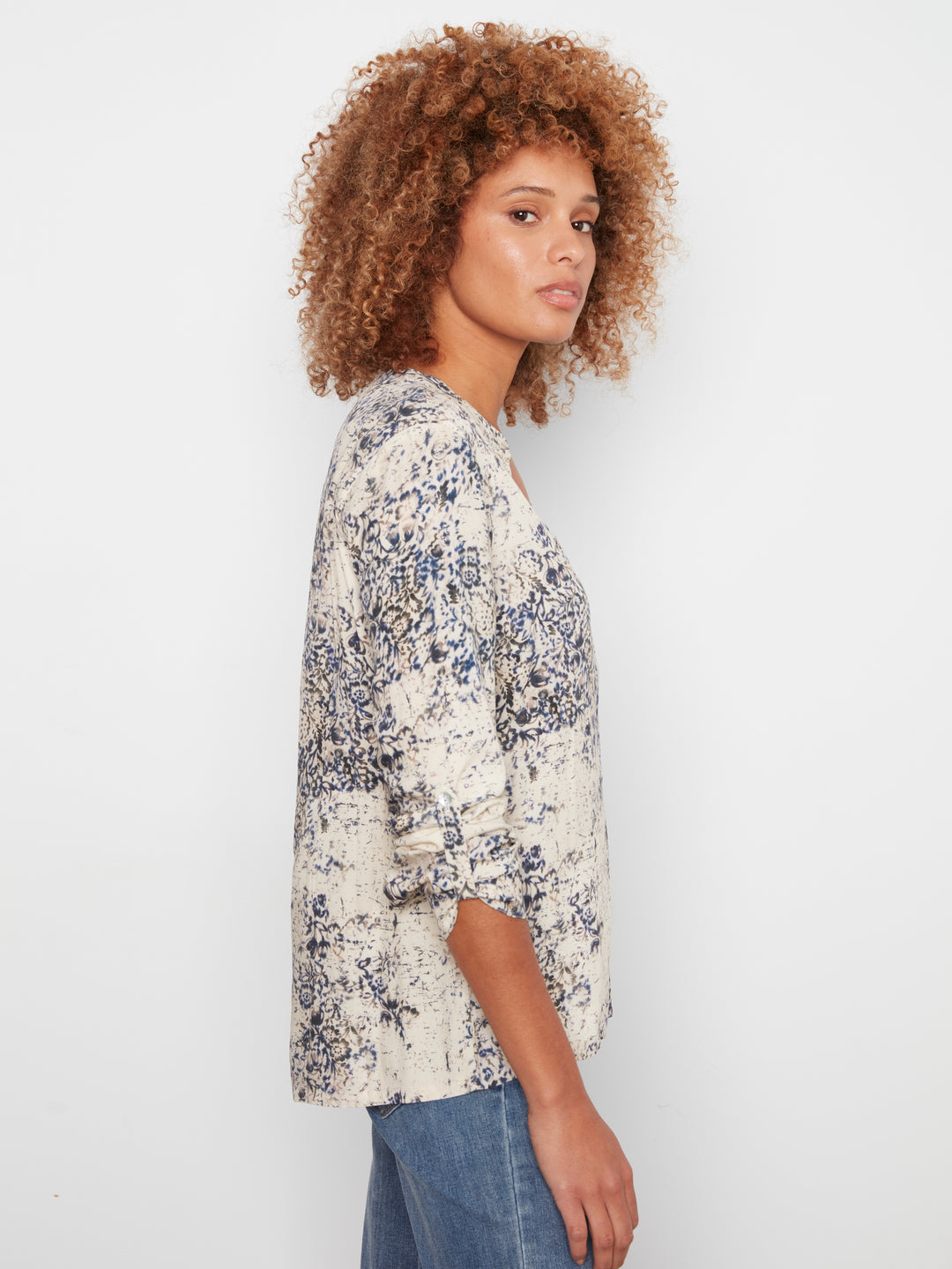 Charlie B Printed Roll-Up Sleeve Blouse  C4713/634A  P341  Seraphine