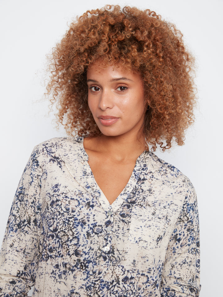 Charlie B Printed Roll-Up Sleeve Blouse  C4713/634A  P341  Seraphine