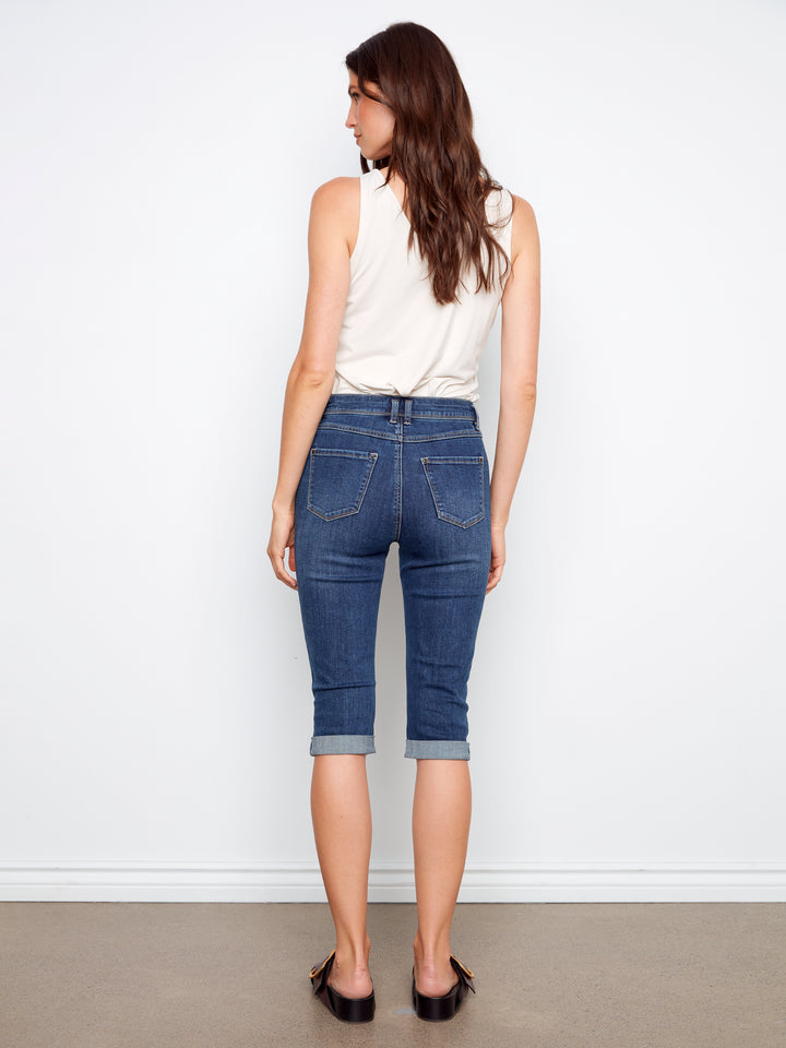 Charlie B Slim Leg Capri with Cuffed Hem  C5208/431 - 007  Indigo