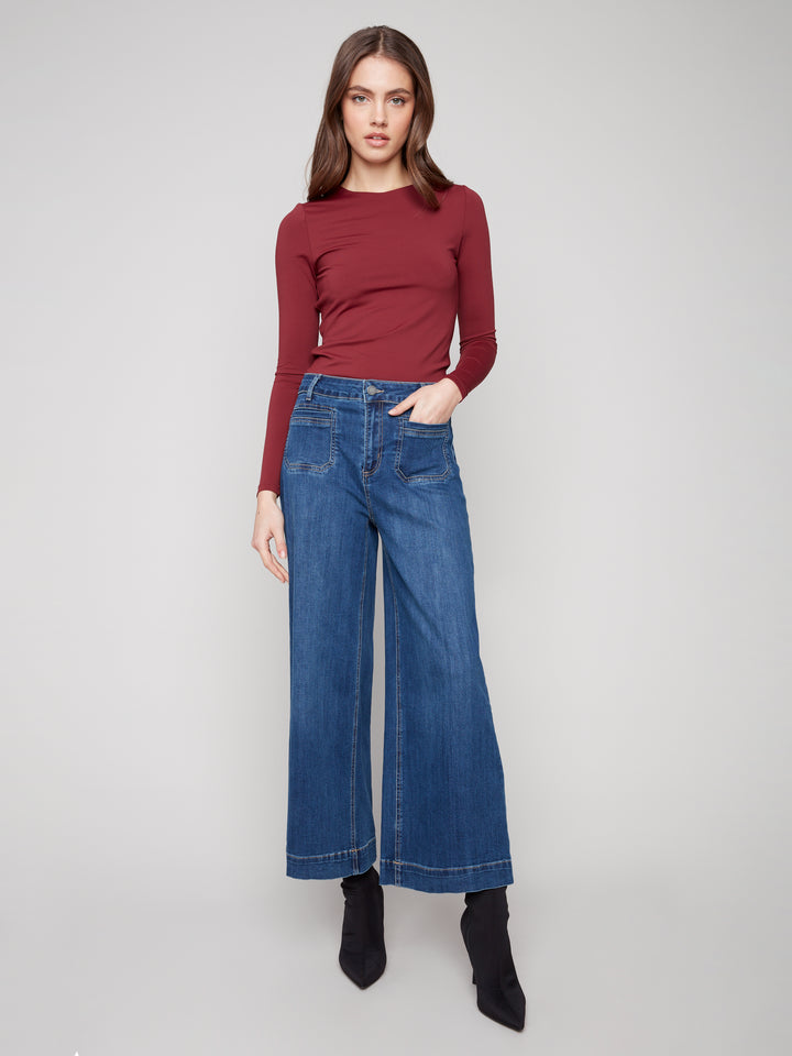 Charlie B Cropped Patch Pocket Jean C5538/431A  007  Indigo