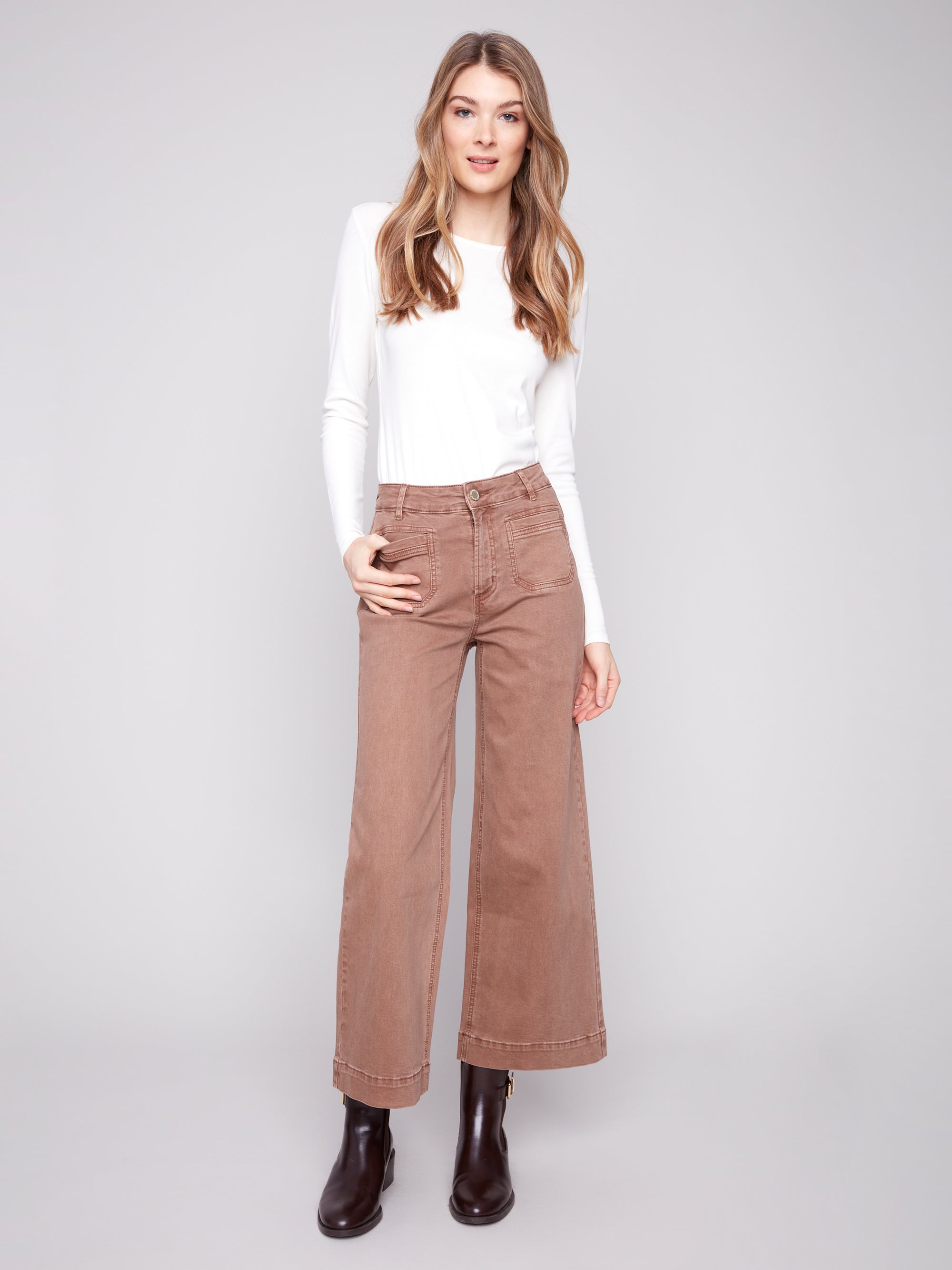 Charlie B Patch Pocket Pant C5538 Truffle