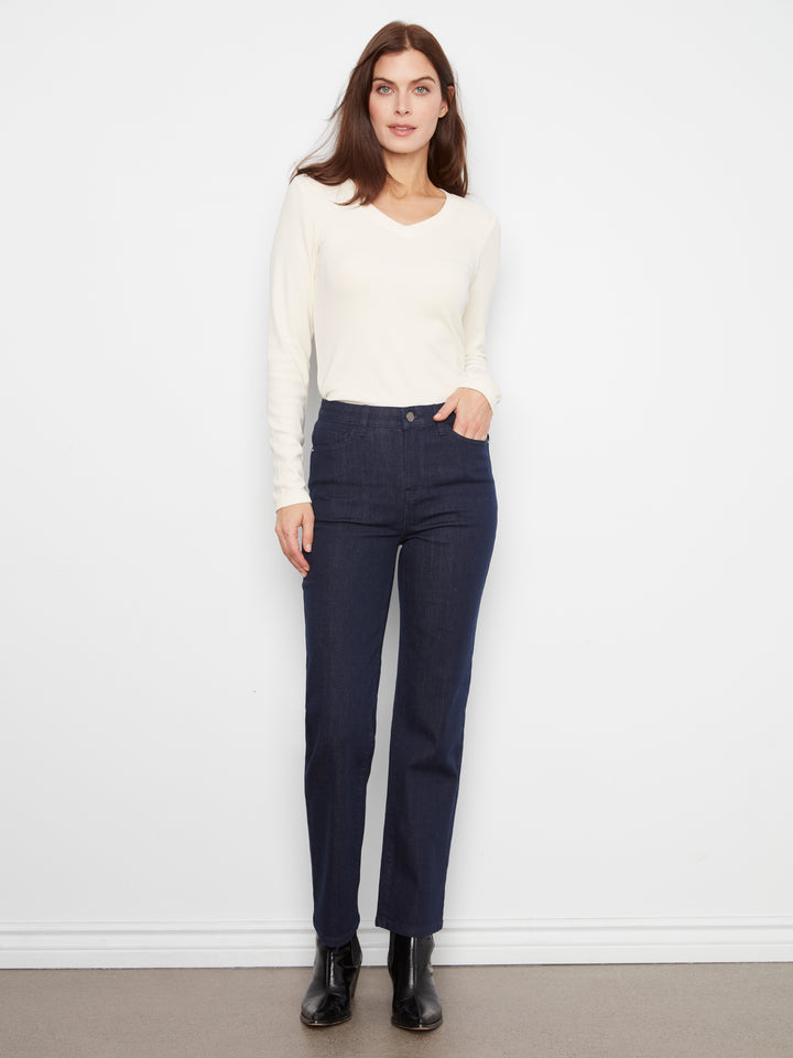 Charlie B Straight Leg Stretch Denim Jean  C5584RR-283  Blue Black