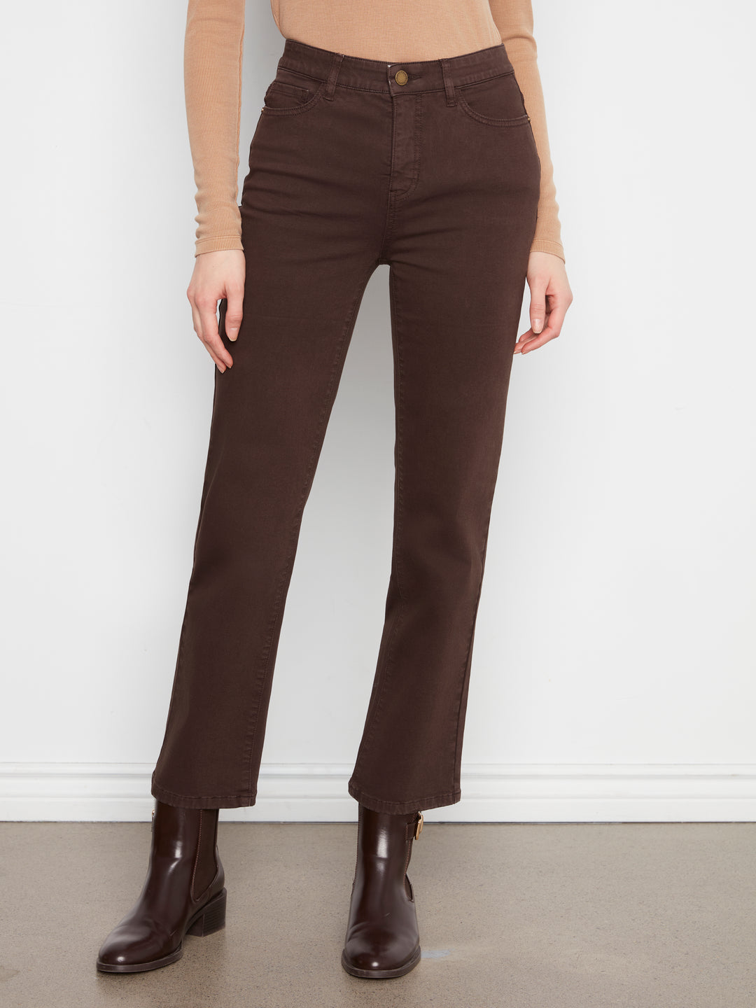 Charlie B Straight Leg Coloured Twill Pant  C5584RR-413  Coffee